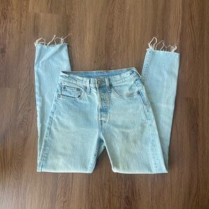 Levi's Sky Blue Distressed Skinny Jeans